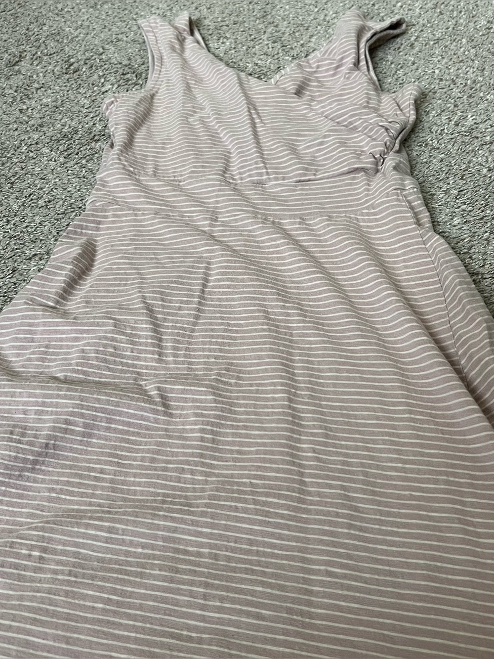 Patagonia Organic Striped Sleeveless Midi Dress Light Mauve & White Size Medium